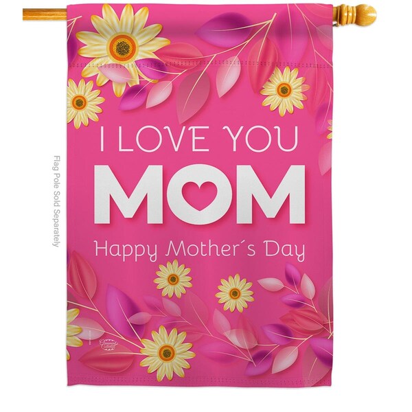 Cuadrilatero Happy Mothers Day Family Mother 28 x 40 in. Double-Sided Vertical House Flags for  Banner Garden - CU3916574