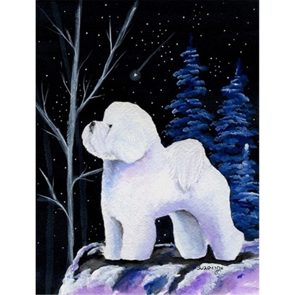 Patioplus Starry Night Bichon Frise Canvas Flag - House Size; 28 x 40 in. - PA951212