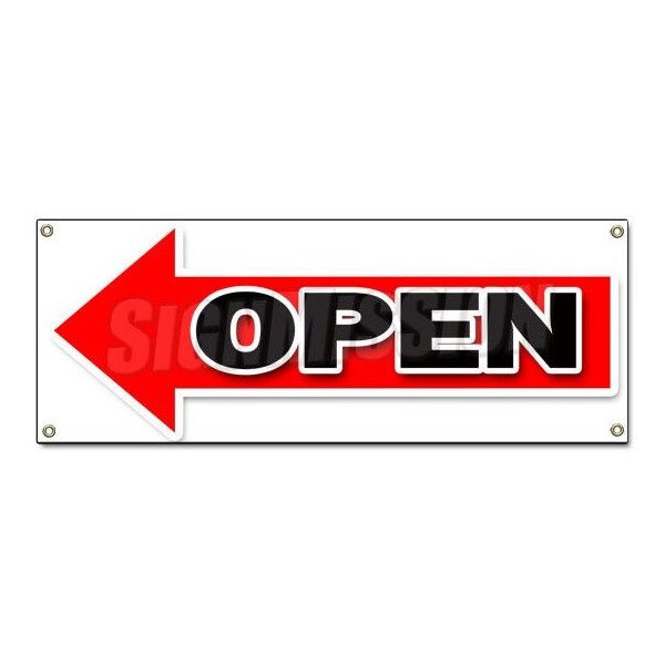 Signmission GIANT LEFT OPEN ARROW BANNER SIGN turn here sale follow directions - B-GIANT LEFT OPEN ARROW