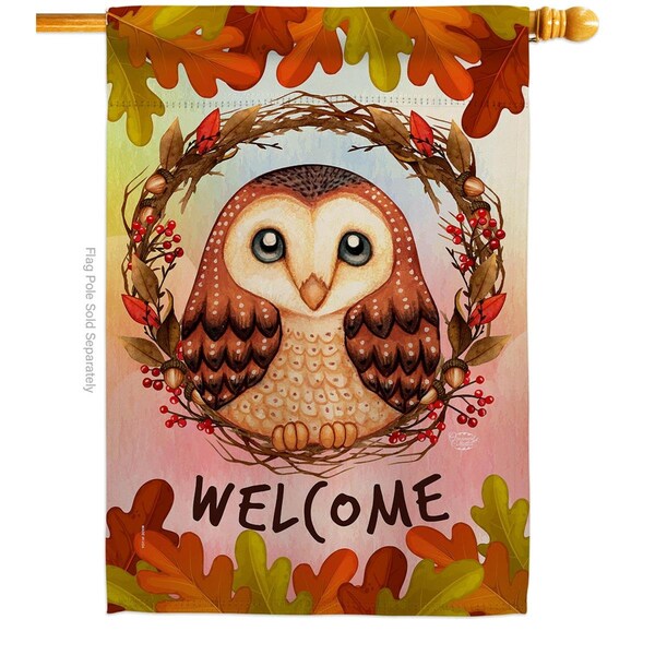 Cuadrilatero 28 x 40 in. Autumn Owl House Flag with Fall Harvest & Double-Sided Vertical Flags  Banner Garden - CU3870269