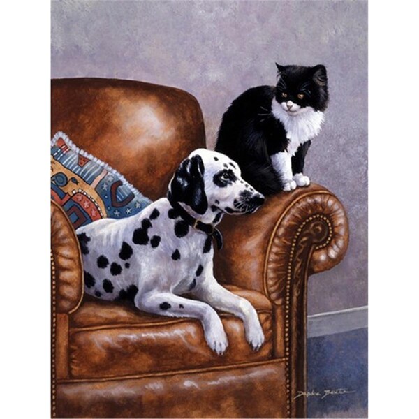 Carolines Treasures Dalmatian with Cat Flag Canvas House Size - BDBA0265CHF