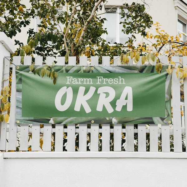 Signmission Farm Fresh Okra, 24 Inch x 72 Inch, Vinyl Banner - B-72-30603