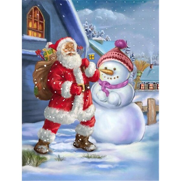 Carolines Treasures Christmas Santa Claus and Snowman Flag Canvas House Size - APH6200CHF