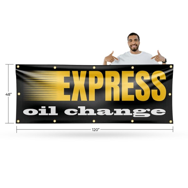 Signmission Express Oil Change, 48 Inch x 120 Inch, Vinyl Banner - B-120-30570