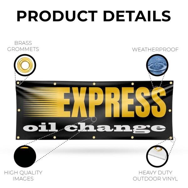 Signmission Express Oil Change, 48 Inch x 120 Inch, Vinyl Banner - B-120-30570