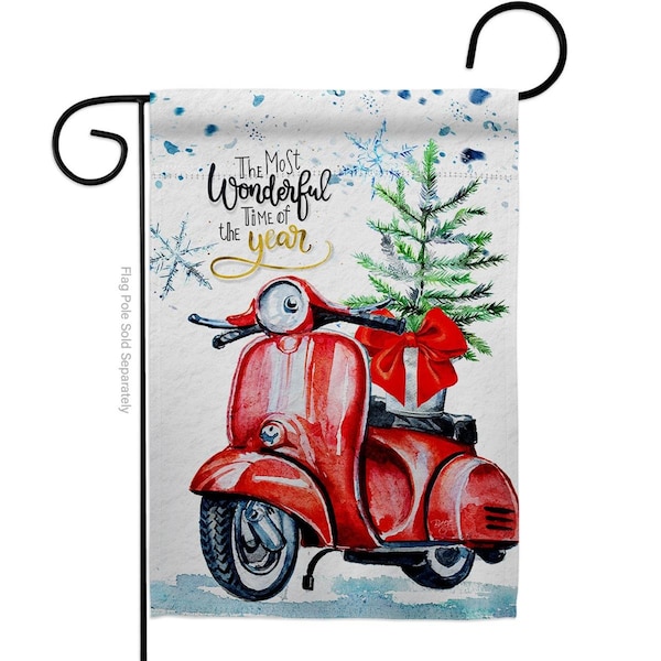 Gardencontrol 13 x 18.5 in. Winter Scooter Garden Flag with Wonderland Double-Sided Decorative Vertical Flags - GA3902981