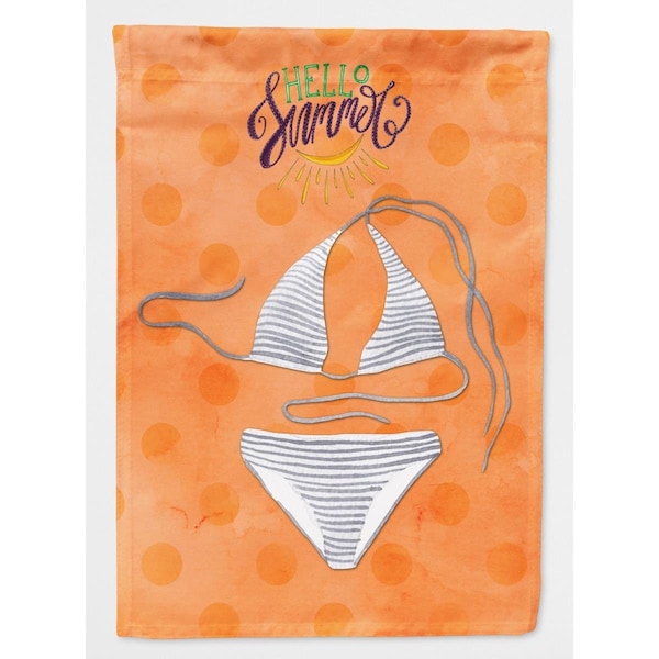 Carolines Treasures Bikini Swimsuit Orange Polkadot Flag Canvas, House Size - BB8198CHF