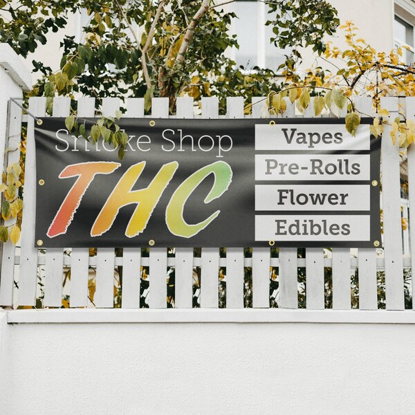 Signmission Smoke Shop THC, 36 Inch x 96 Inch, Vinyl Banner - B-96-30858