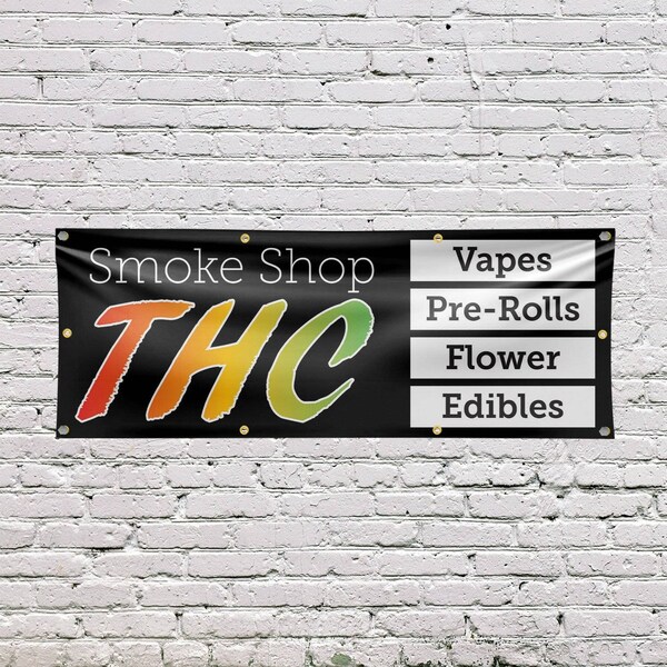 Signmission Smoke Shop THC, 36 Inch x 96 Inch, Vinyl Banner - B-96-30858