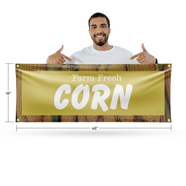Signmission Farm Fresh Corn, 18 Inch x 48 Inch, Vinyl Banner - B-30589