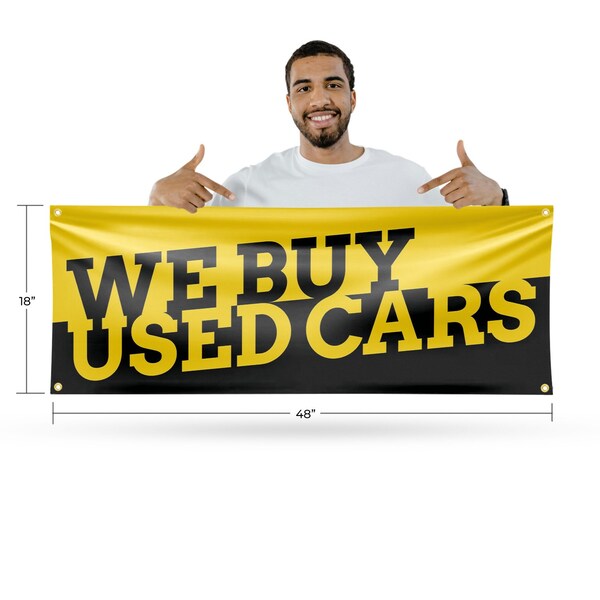 Signmission We Buy Used Cars, 18 Inch x 48 Inch, Vinyl Banner - B-30927