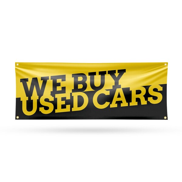 Signmission We Buy Used Cars, 18 Inch x 48 Inch, Vinyl Banner - B-30927
