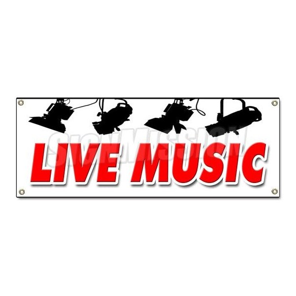 Signmission LIVE MUSIC BANNER SIGN band trio rock and roll swing no cover cocktails - B-LIVE MUSIC