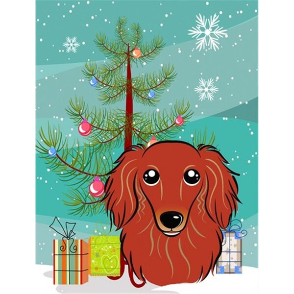 Patioplus Christmas Tree And Longhair Red Dachshund Flag Garden Size - PA632612