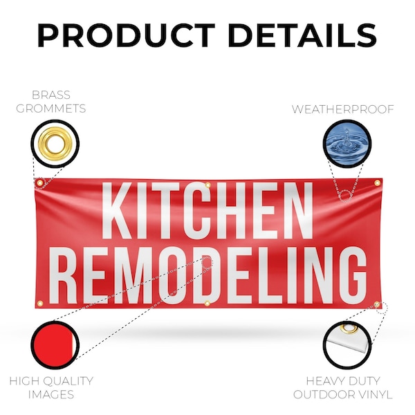 Signmission Kitchen Remodeling, 24 Inch x 72 Inch, Vinyl Banner - B-72-30718