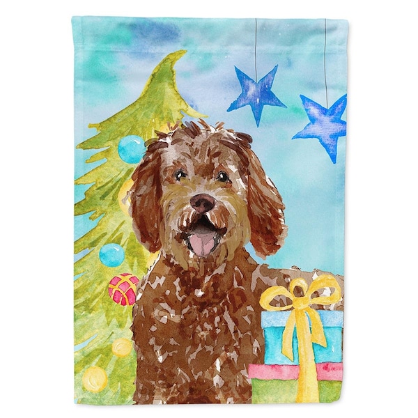 Carolines Treasures Christmas Tree Labradoodle Flag Canvas House Size - CK1874CHF