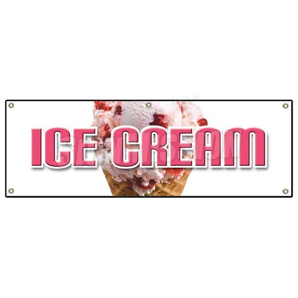 Signmission ICE CREAM BANNER SIGN cart shop cone signs sundae milkshake milk shake drink - B-72 ICE CREAM
