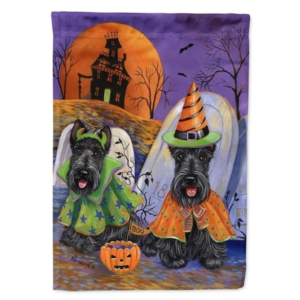 Carolines Treasures Carolines Treasures PPP3177GF 11 x 0.01 x 15 in. Scottie Halloween Haunted House Garden Flag - PPP3177GF