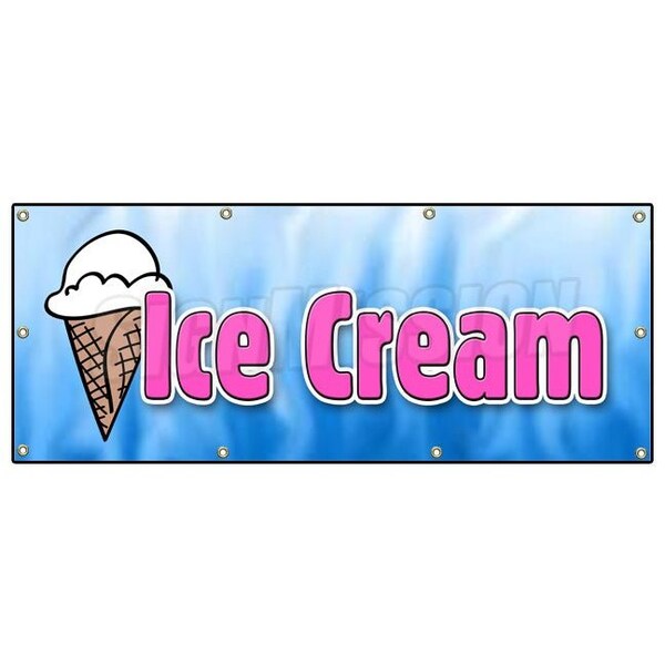Signmission Ice Cream 1 Banner Heavy Duty 13 Oz Vinyl with Grommets Single Sided - B-96 ICE CREAM 1