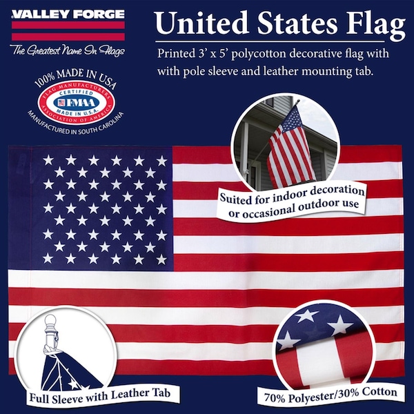 Valley Forge Valley Forge American Flag 29 in. H X 50 in. W - 99000-1