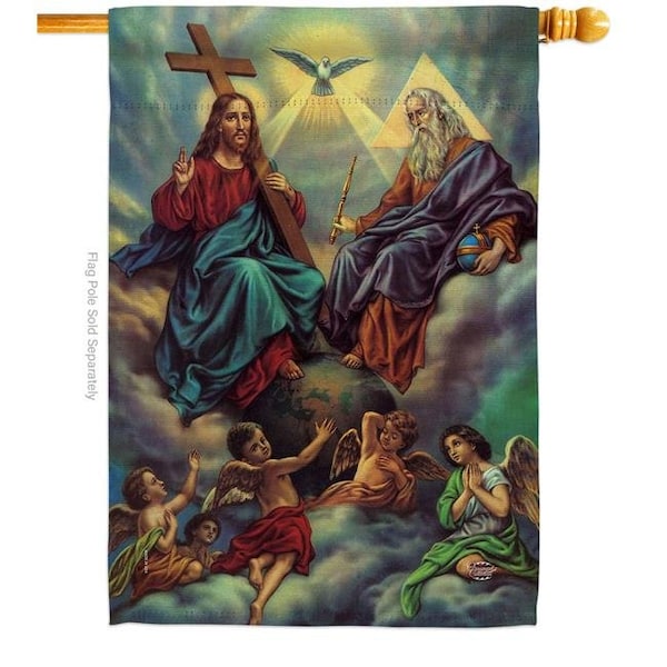 Ornament Collection Ornament Collection H192379-BO 28 x 40 in. The Holy Trinity House Flag with Religious Faith Double-Sided Decorative Vertical Decoration Banner Garden Yard Gift - H192379-BO