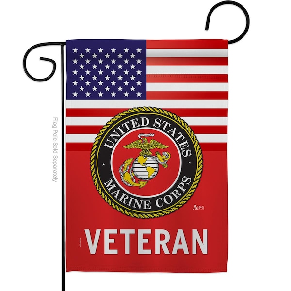 Americana Home & Garden 13 x 18.5 in. US Marine Corps Veteran Garden Flag with Armed Forces Double-Sided  Vertical Flags - AM583689