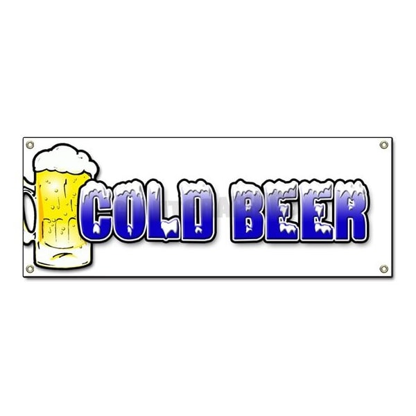 Signmission COLD BEER BANNER SIGN ice drink cart stand iced draft bottle micro brew mini - B-COLD BEER
