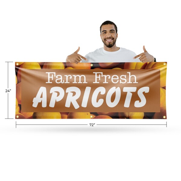 Signmission Farm Fresh Apricots, 24 Inch x 72 Inch, Vinyl Banner - B-72-30573