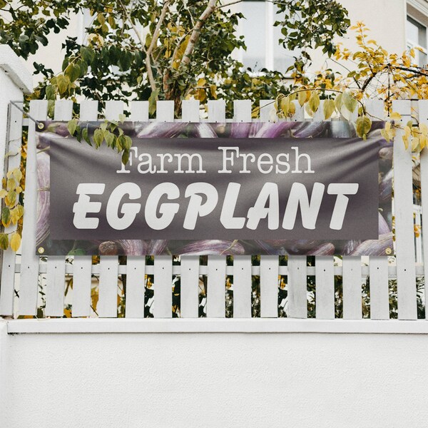 Signmission Farm Fresh Eggplant, 18 Inch x 48 Inch, Vinyl Banner - B-30591