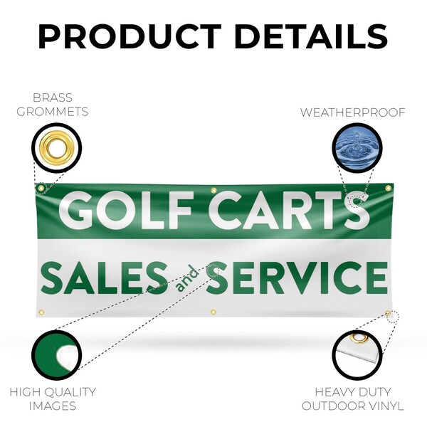 Signmission Golf Carts Sales and Service, 24 Inch x 72 Inch, Vinyl Banner - B-72-30677