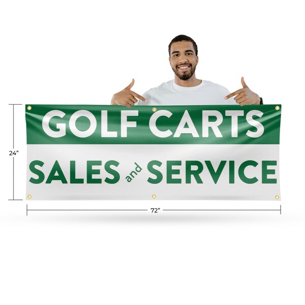 Signmission Golf Carts Sales and Service, 24 Inch x 72 Inch, Vinyl Banner - B-72-30677