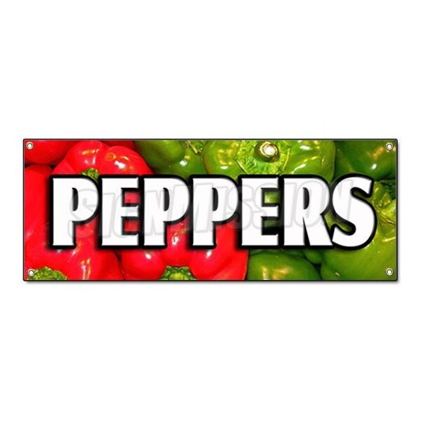 Signmission PEPPERS BANNER SIGN hot spicy sweet jalapeno green hot bell fresh banana - B-PEPPERS