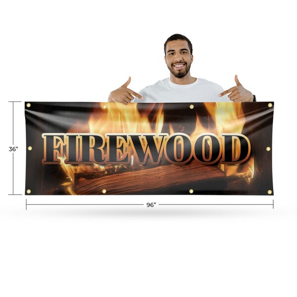 Signmission Firewood, 36 Inch x 96 Inch, Vinyl Banner - B-96-30627