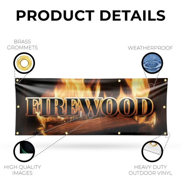 Signmission Firewood, 36 Inch x 96 Inch, Vinyl Banner - B-96-30627
