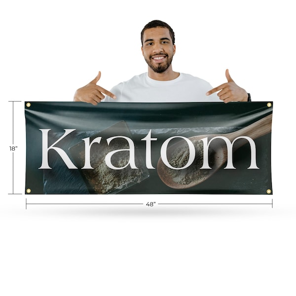 Signmission Kratom, 18 Inch x 48 Inch, Vinyl Banner - B-30719