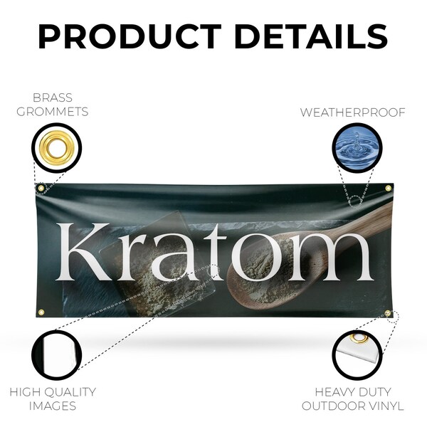 Signmission Kratom, 18 Inch x 48 Inch, Vinyl Banner - B-30719