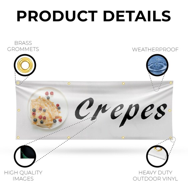 Signmission Crepes, 36 Inch x 96 Inch, Vinyl Banner - B-96-30534