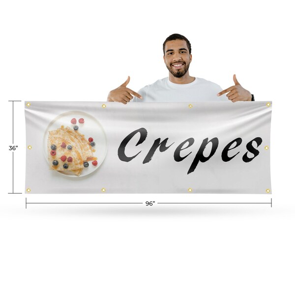 Signmission Crepes, 36 Inch x 96 Inch, Vinyl Banner - B-96-30534