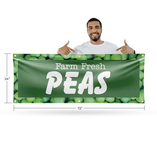 Signmission Farm Fresh Peas, 24 Inch x 72 Inch, Vinyl Banner - B-72-30607