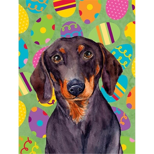 Carolines Treasures 28 x 40 in. Dachshund Easter Eggtravaganza House Size Canvas Flag - LH9403CHF