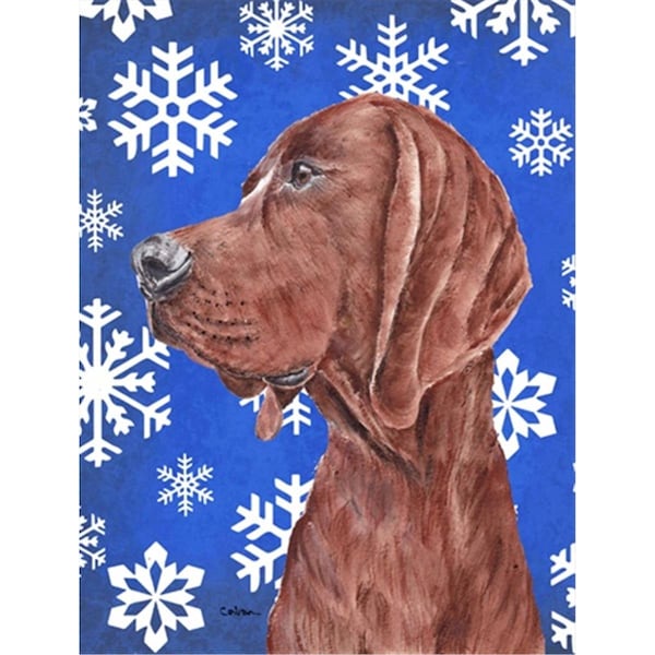 Patioplus Redbone Coonhound Winter Snowflakes Flag Garden Size - PA253288