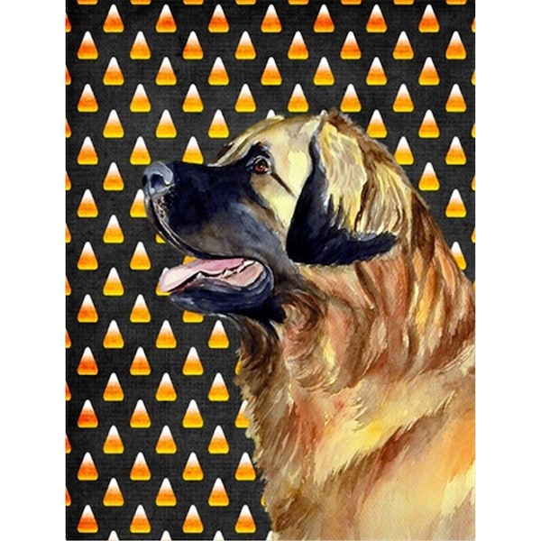 Patioplus 15 x 15 in. Leonberger Candy Corn Halloween Portrait Garden Size Flag - PA247166