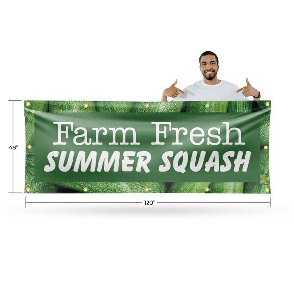 Signmission Farm Fresh Summer Squash, 48 Inch x 120 Inch, Vinyl Banner - B-120-30617