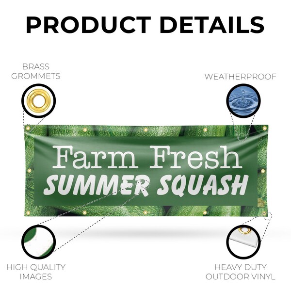Signmission Farm Fresh Summer Squash, 48 Inch x 120 Inch, Vinyl Banner - B-120-30617