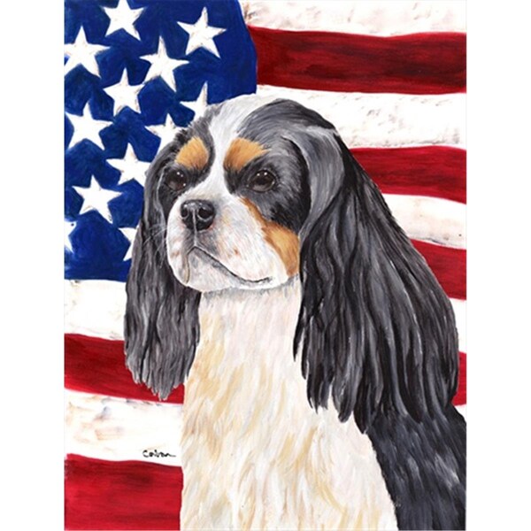 Patioplus 11 x 15 In. Usa American Flag With Cavalier Spaniel Flag; Garden Size - PA245718