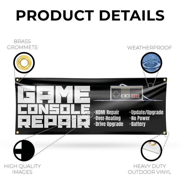 Signmission Game Console Repair, 18 Inch x 48 Inch, Vinyl Banner - B-30668