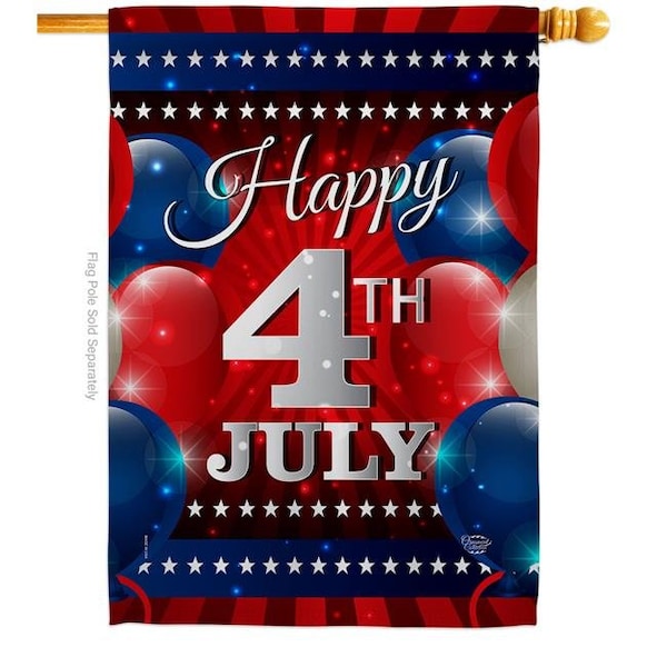 Ornament Collection Ornament Collection H192398-BO 28 x 40 in. 4th July Balloon House Flag with Patriotic Fourth of Double-Sided Decorative Vertical Decoration Banner Garden Yard Gift - H192398-BO
