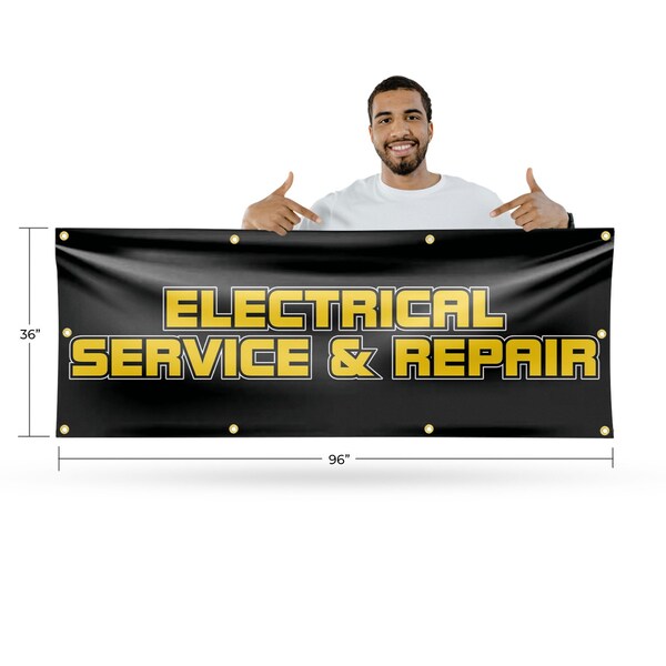 Signmission Electrical Service and Repair, 36 Inch x 96 Inch, Vinyl Banner - B-96-30557