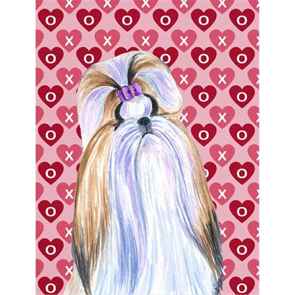 Patioplus 11 x 15 In. Shih Tzu Hearts Love And Valentines Day Portrait Flag; Garden Size - PA252004