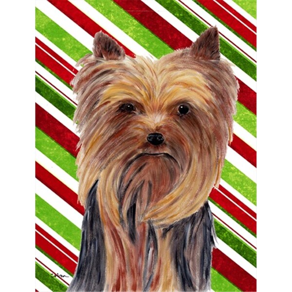 Patioplus Yorkie Candy Cane Holiday Christmas Flag - Garden Size, 11 x 15 in. - PA631184
